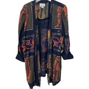 Kari's Korner Long ARTZY DUSTER Cardigan SZ 24